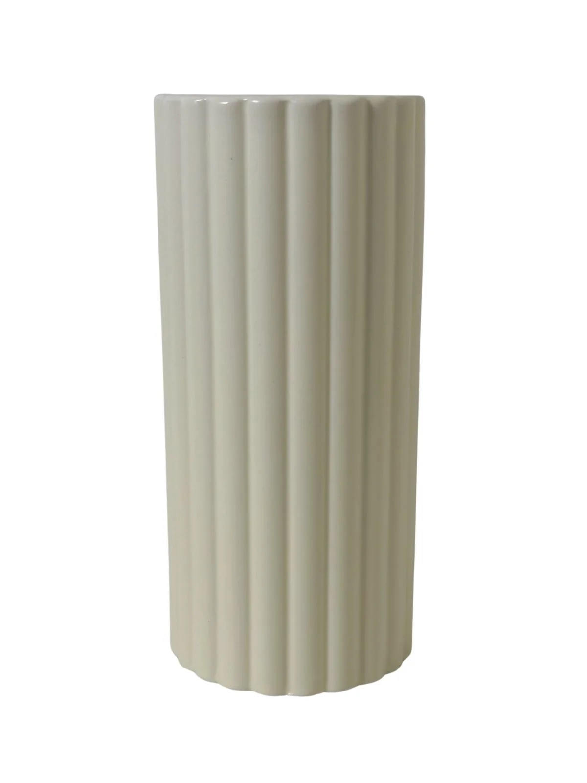 Beige Ribbed Vase
