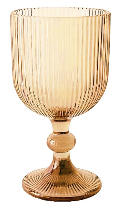Ribbed Amber Goblet