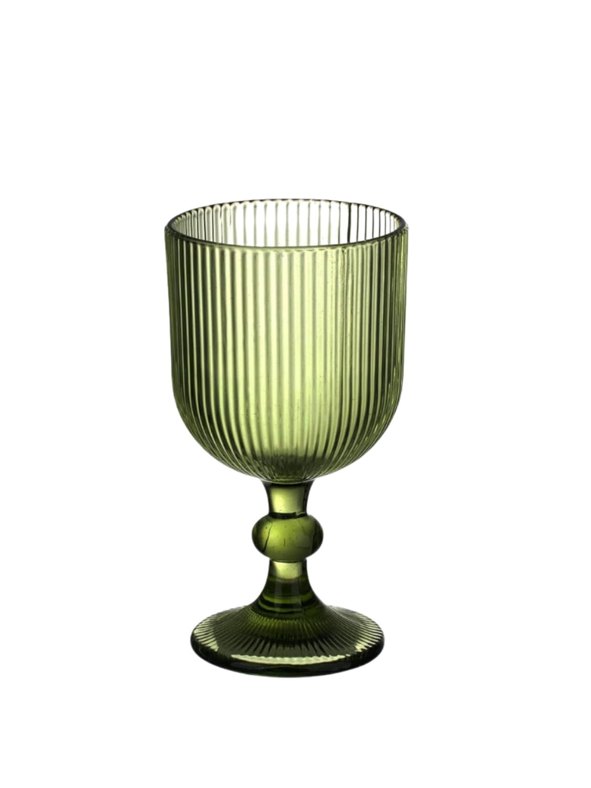 Ribbed Green Goblet